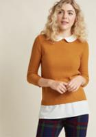Modcloth Classroom Charisma Collared Sweater In Turmeric In 2x