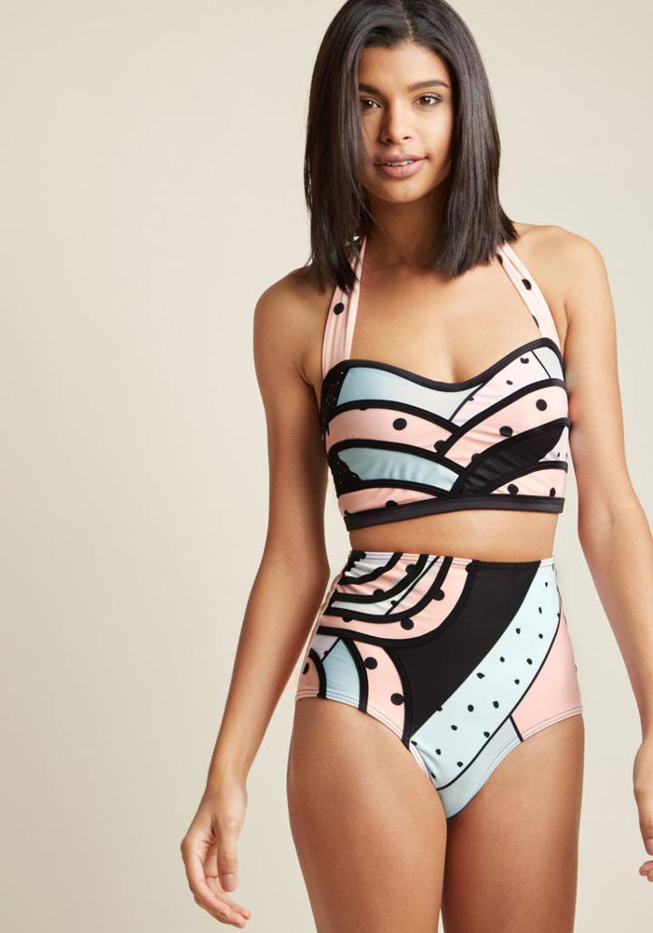 Highdivebymodcloth Set The Serene Swimsuit Top In Dotted Pastel In L