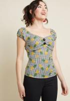 Collectif Collectif X Mc Tickle Me Picnic Top In Pineapple Gingham In 10 (uk)