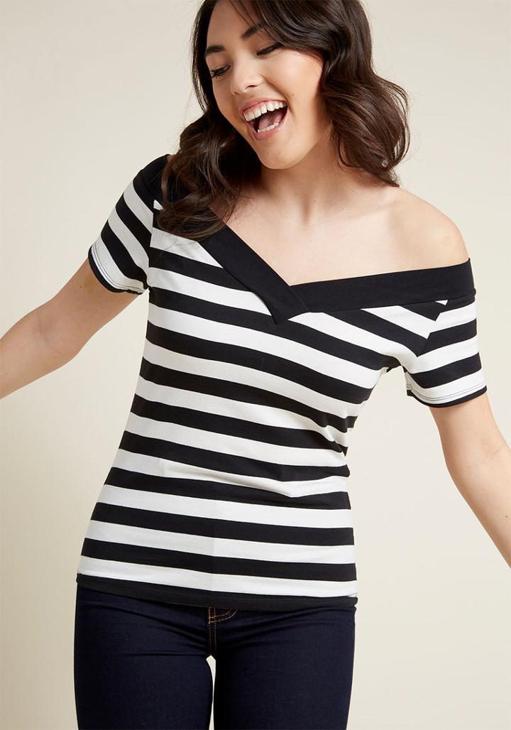 Hellbunny Hell Bunny Lindy Hop And Roll Off-shoulder Top In 4x