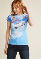Modcloth Go With The Float Graphic T-shirt In Unicorn In L