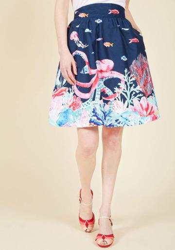  Style Study A-line Skirt In Marine Bio In 4x
