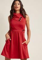 Modcloth Coach Tour A-line Dress In Rouge In S