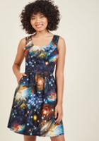 Modcloth Heart And Solar System A-line Dress In L
