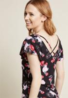 Modcloth Elegant Edit V-neck Knit Top In Black Floral In S