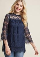 Modcloth Lithe I Was Saying Lace Top In Navy In 3x