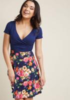 Modcloth Botanical Breakfast Floral Dress In Navy Blossoms In 2x