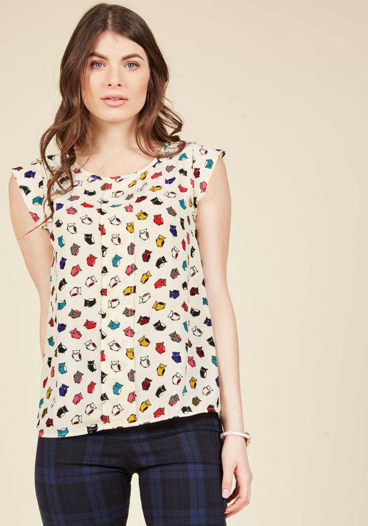 Modcloth Star Of The Seminar Top In Owls