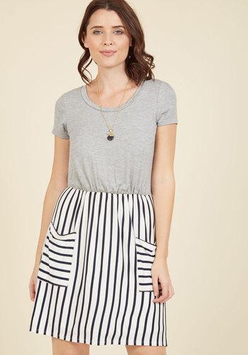  Comings And Easygoings Twofer Dress In Navy Stripes In Xs