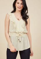  Ruffly And Ready To Go Sleeveless Top In Cream In Xl