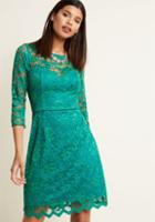Modcloth Lace Sheath Dress With Illusion Neckline In Green In M