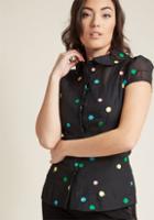 Modcloth Doting On Dots Midi Embroidered Blouse In Xxl