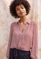 Modcloth Classic Striped Button-up Top In Wine In 3x
