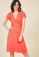  You Flutter Me So Knit Dress In Coral In Xs