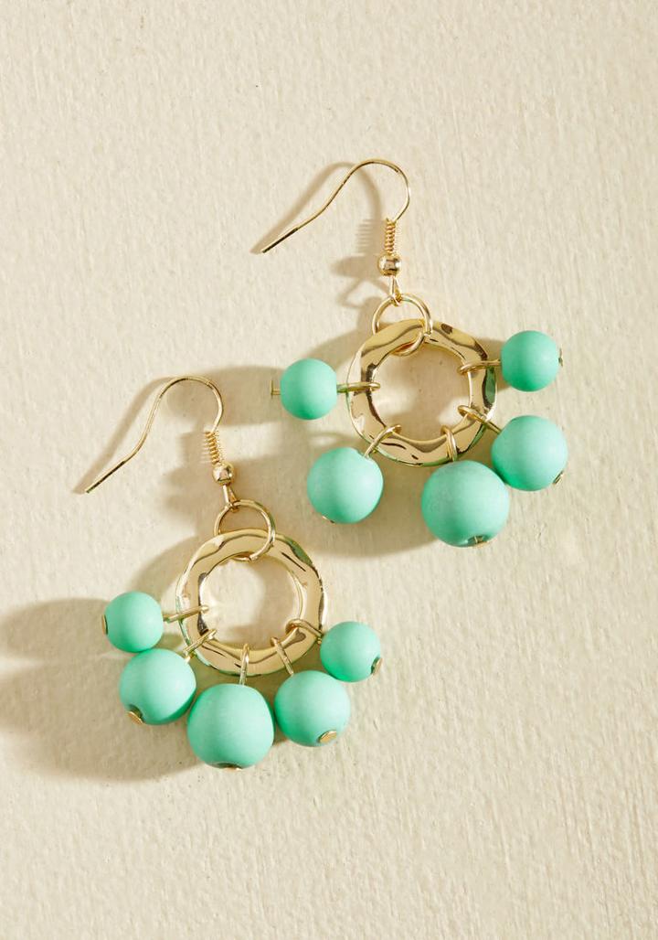 Modcloth Burst Your Bauble Earrings In Aqua
