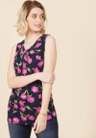 Modcloth Charmed, Indeed Tank Top In Navy Floral In M