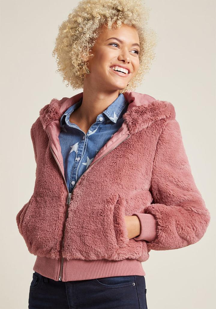 Modcloth Soft We Go Faux-fur Jacket In M