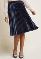 Louche Louche Pleated Satin Skirt In Navy In 10 (uk)