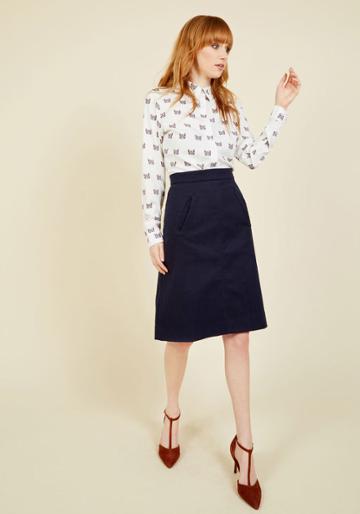 Pinkmartini Aptitude For Anthropology A-line Skirt In Navy In 3x