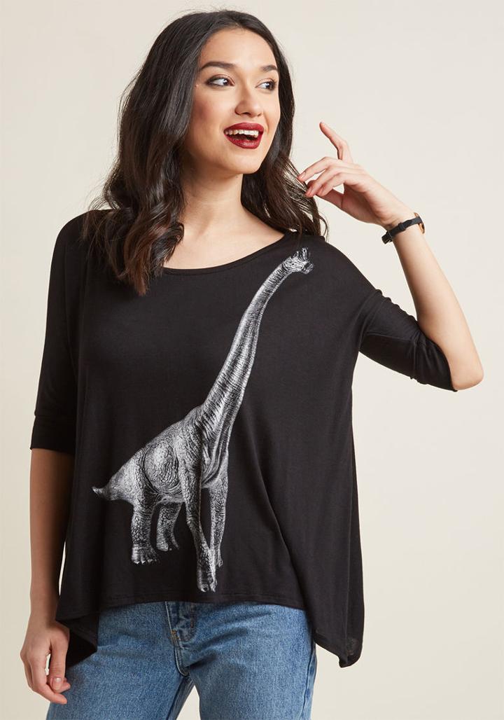 Modcloth Sauropod Subject Graphic Tee In Xl