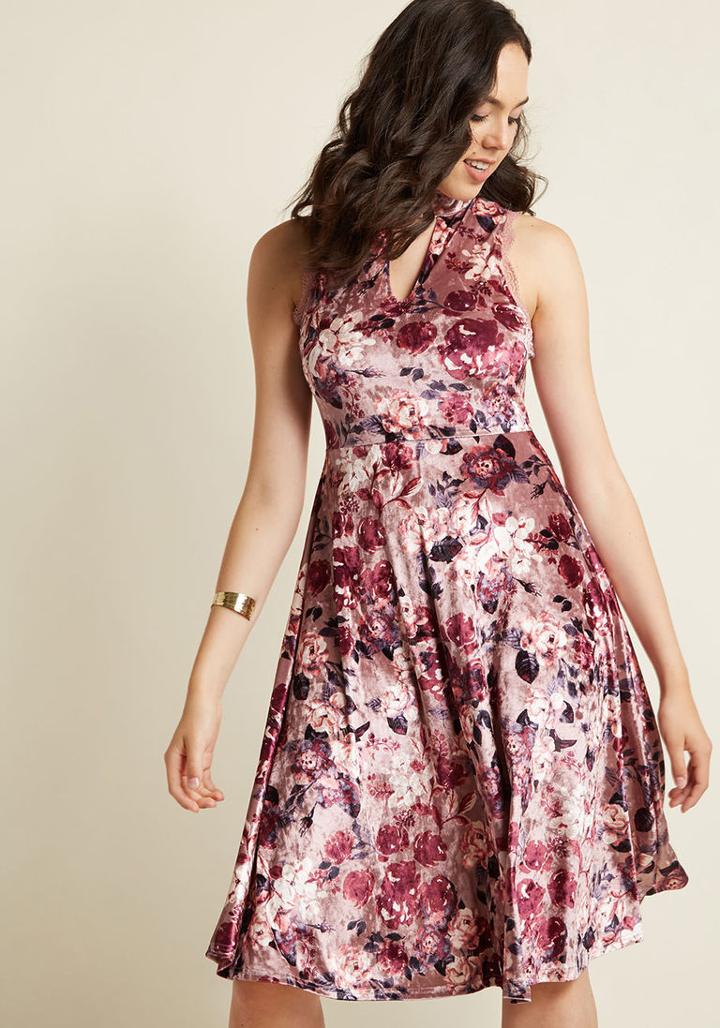 Modcloth Looking Swell In Velvet Midi Dress In S