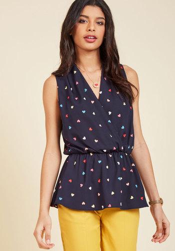  Great Gal In The Corner Office Sleeveless Top In Hearts In L