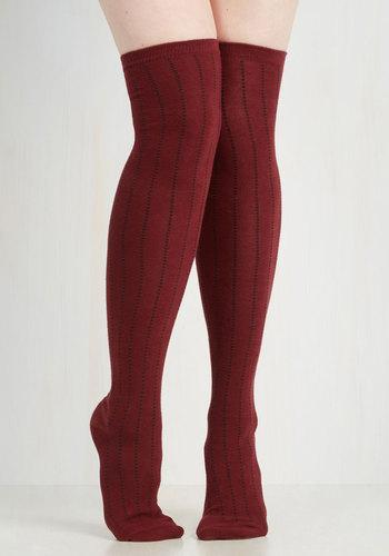 Anaaccessoriesinc Dot And Bold Thigh Highs In Maroon