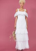 Modcloth Tiered Lace Maxi Dress In White In 2x