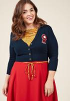 Modcloth Cropped Cardigan With Ribbon Patch In M