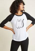 Modcloth Incognito Kitty Knit Raglan Top