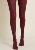 Modcloth Dot Worry, Be Happy Tights In Burgundy