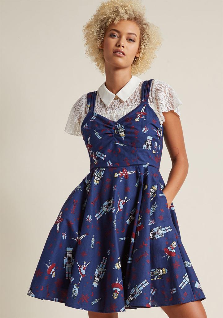Modcloth Heartfelt Invitation A-line Dress In Nutcrackers In 2x
