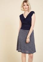 Modcloth Pretty Packages A-line Dress In Navy Stripes