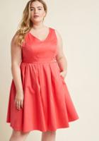 Modcloth Timeless Pleated A-line Dress In Poppy