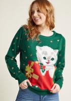 Modcloth Guess Who's Cheer! Holiday Sweater In L