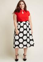 Modcloth Woven A-line Skirt With Pockets In Black Dot In 2x