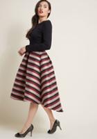 Modcloth Long Sleeve Fit And Flare Dress With High-low Hem In 12