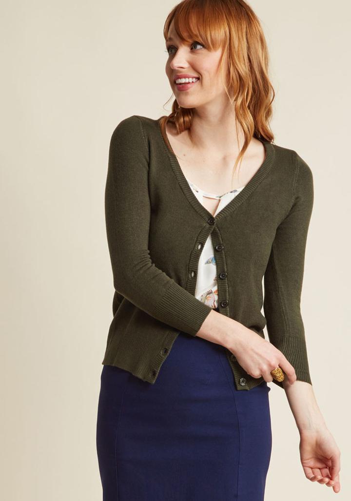 Modcloth Charter School Cardigan In Pine In 3x