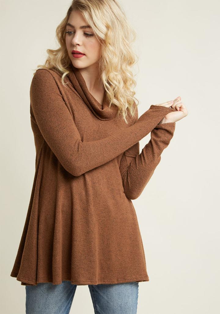 Modcloth Cowl Neck Sweater In Cocoa In 4x