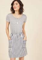  Comings And Easygoings Twofer Dress In Navy Stripes In L