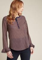 Modcloth Chiffon Blouse With Trumpet Sleeves In L