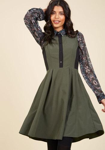  Business Over Bianco Shirt Dress In Olive In L