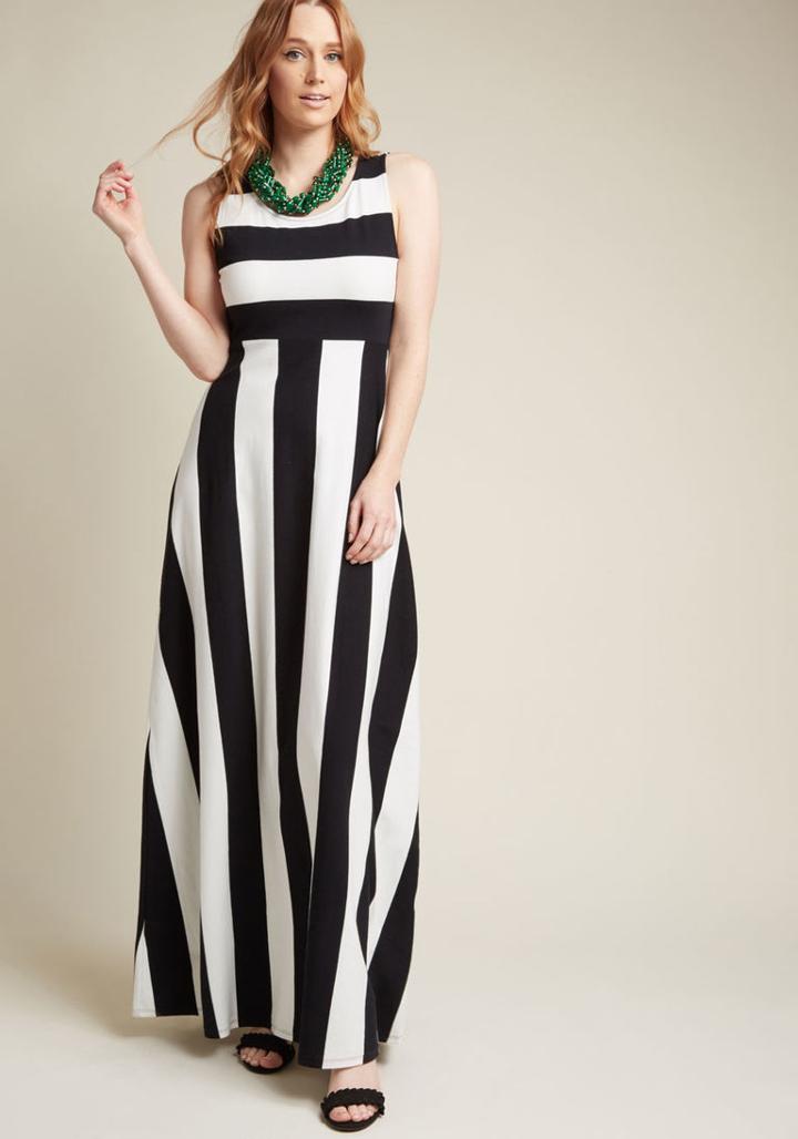 Modcloth Top Of The Byline Maxi Dress In Black And White In S