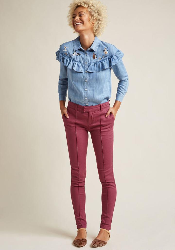 Modcloth Pocketed Professional Pants In Mulberry In M