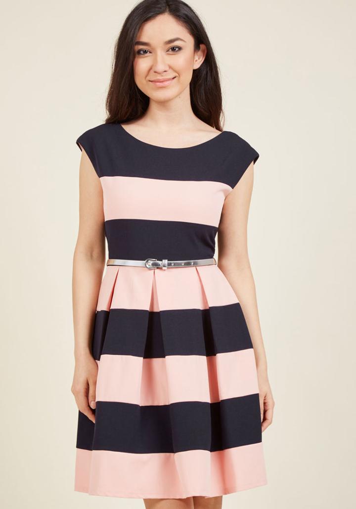 Modcloth Stylish Synchronicity Fit And Flare Dress In 8