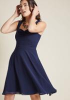 Modcloth Sleeveless Chiffon Cocktail Dress In Navy In 3x