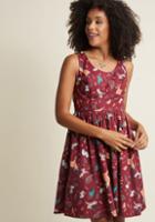 Modcloth Sleeveless Dress With Scoop Neck In Forest Critters In M
