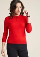 Modcloth Retro Sweater With Peter Pan Ruffle Collar In Red In 2x