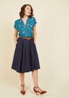 Modcloth Breathtaking Tiger Lilies Midi Skirt In Navy