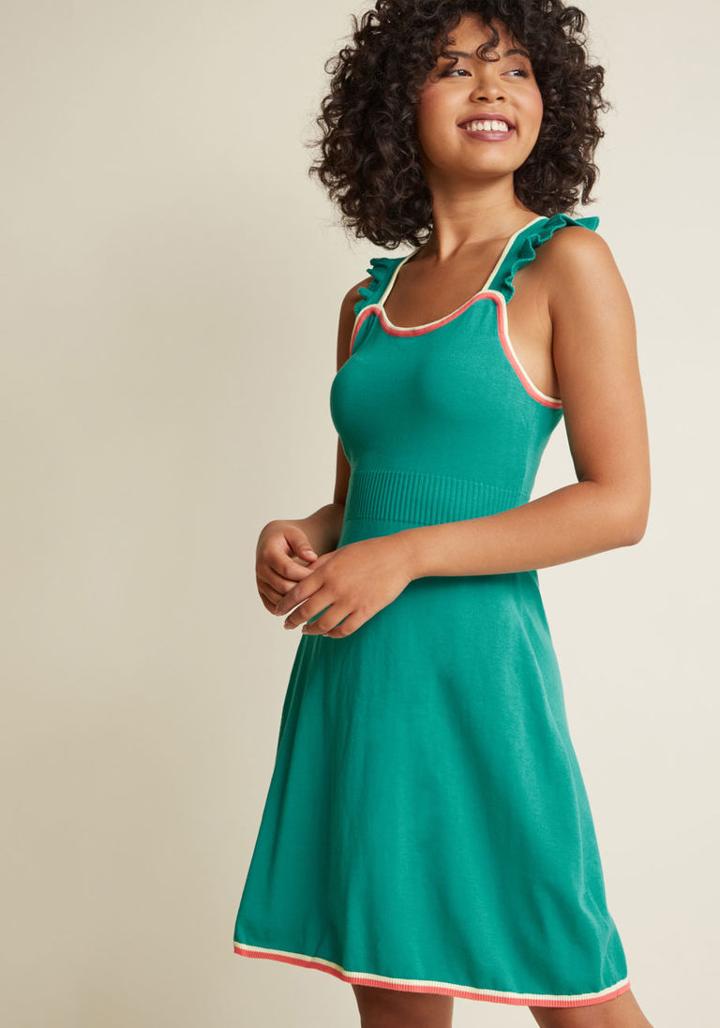 Modcloth Reason To Reminisce Knit Dress In Seaglass In 4x